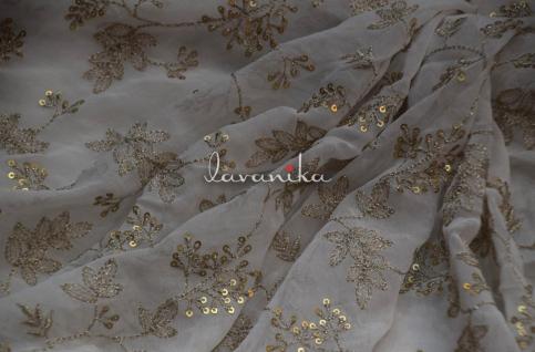 Sequin work, Zari Embroidery on Dyeable Georgette Fabric DnoB8176RFD